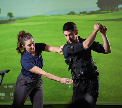 EMS Personal Training in Canterbruy 2 people doing EMS personal training session in Canterbury.